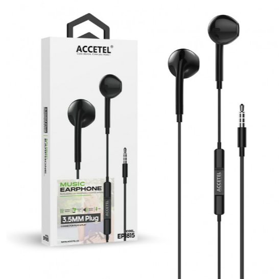 Auricular con Micrófono y Botón Multifunción - Negro