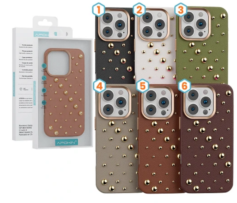 Funda de piel con casquillos - iPhone