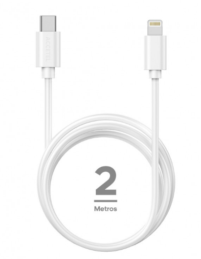 Cable Datos Carga Rápida PD 20W USB-C a Lightning Blanco (2M)