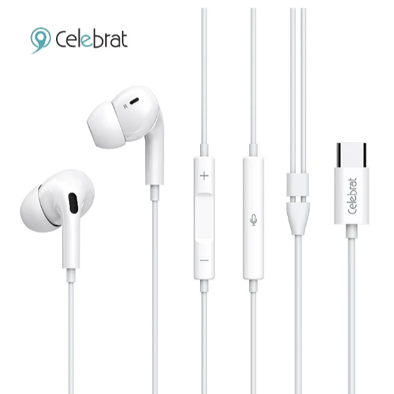 Auricular Celebrat E300 Tipo-C con Microfono Blanco