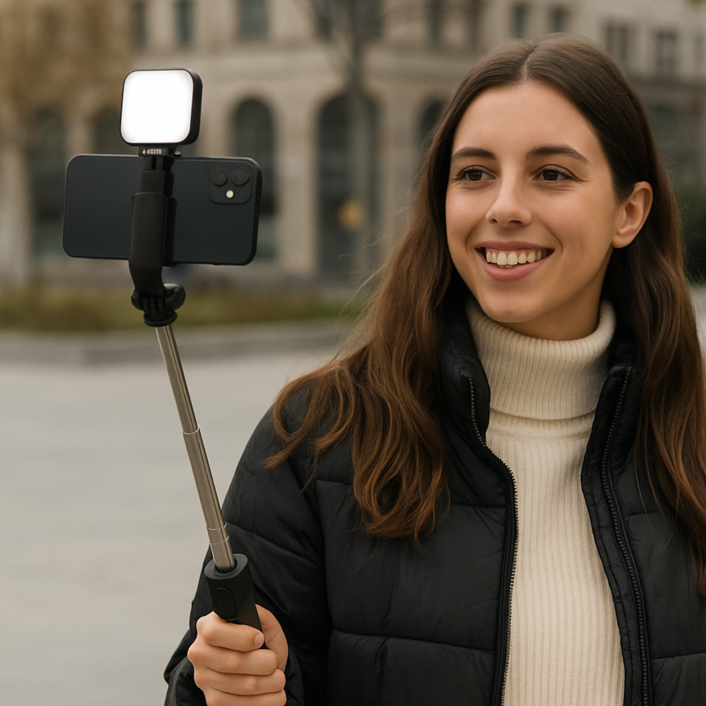 Palo Selfie con Tripode y foco de luz | Bluetooth
