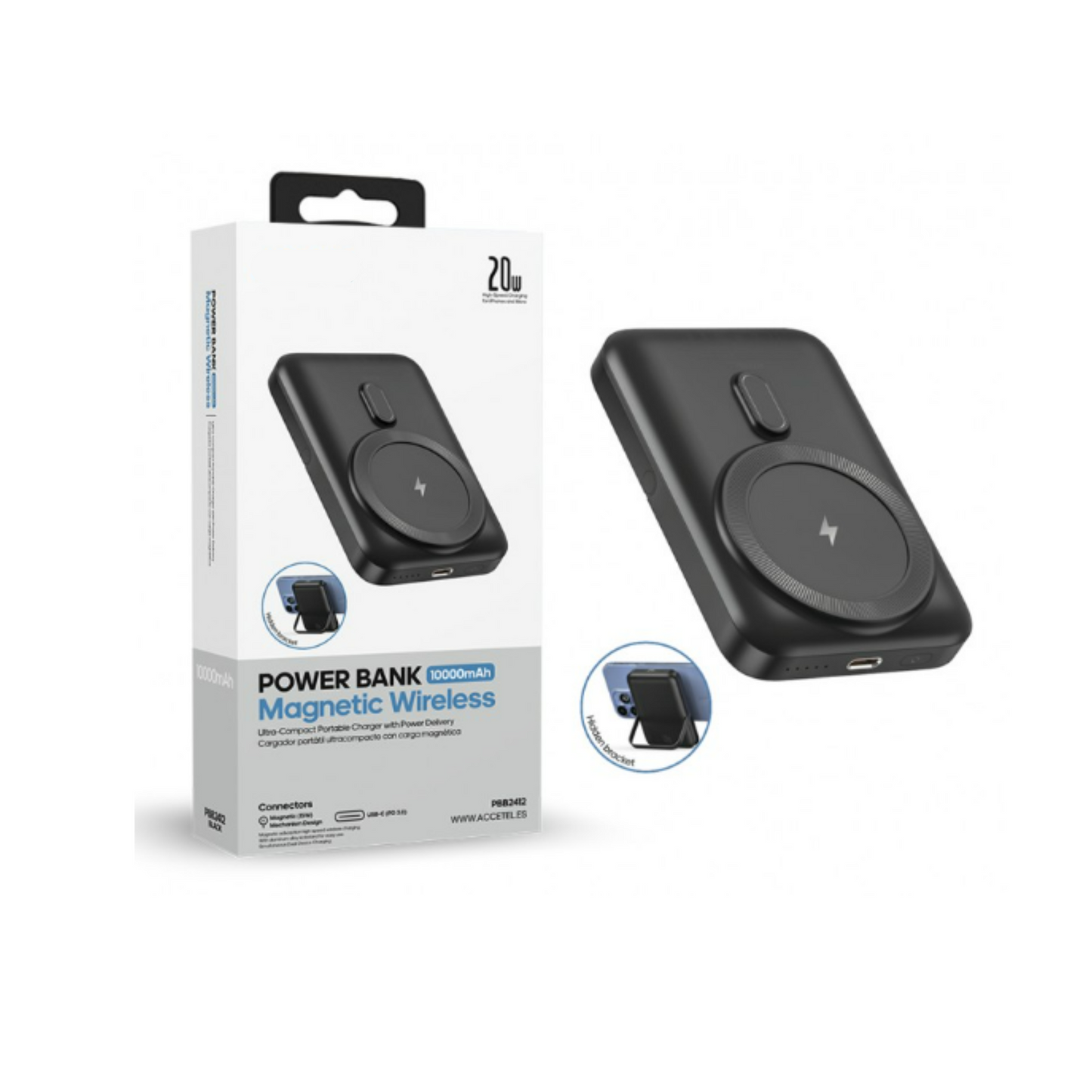 Batería externa Inalambrica Magsafe de Carga Rápida 10000mAh 20W | Negro