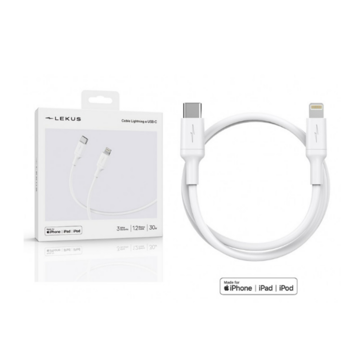 Lekus Cable (USB-C + Lightning) 1.2 m