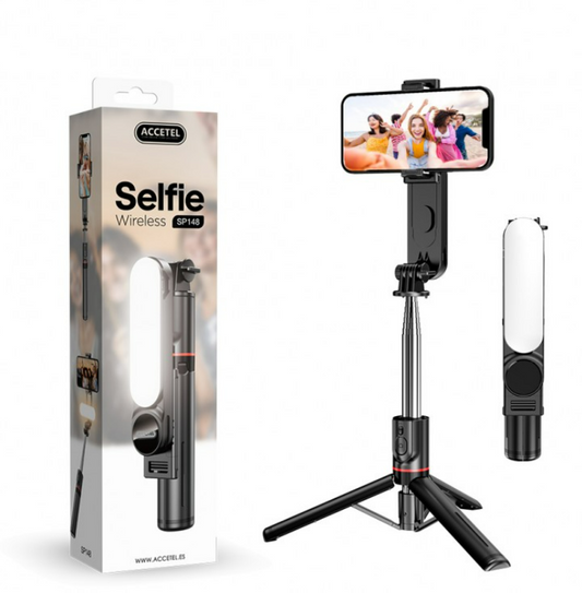 Palo Selfie con Tripode y foco de luz |  Bluetooth