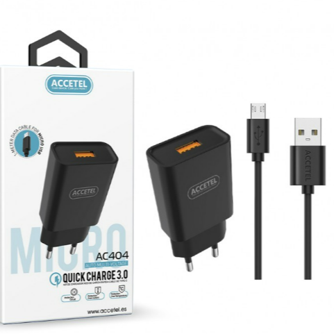 Cargador Pared Carga Rápida QC3.0 18W - Micro USB Negro