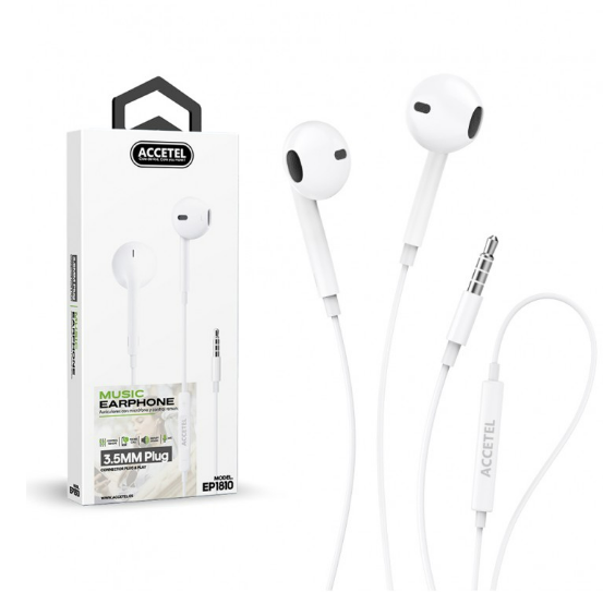Auricular con Micrófono y Botón Multifunción - Blanco Marca ACCETEL