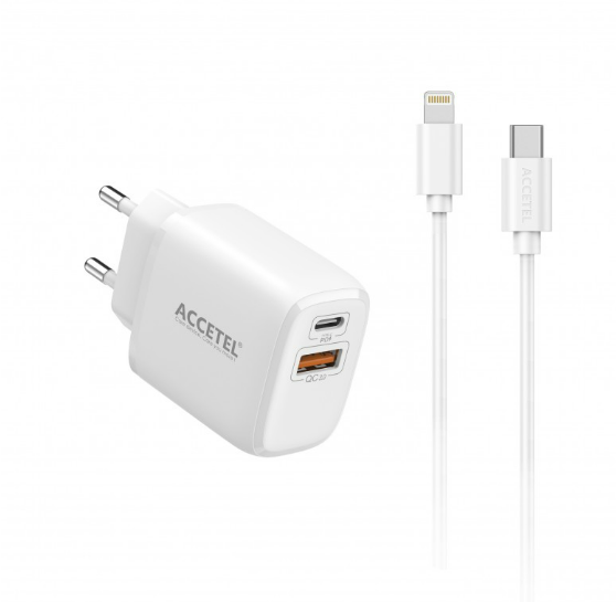 Cargador Pared Carga Rápida 25W QC/PD 3.0 - Cable USB-C a Lightning