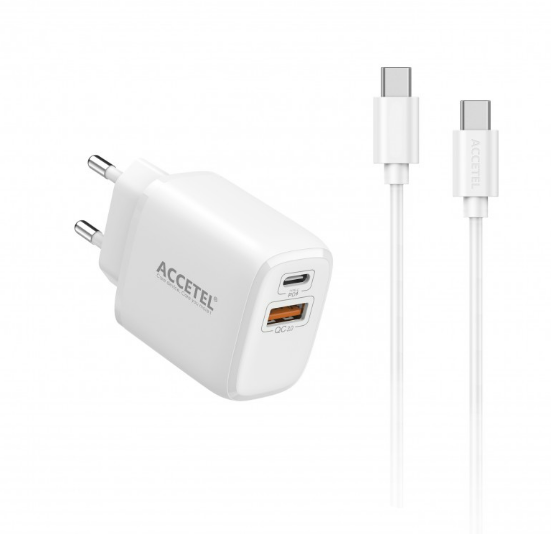 Cargador Pared Carga Rápida 25W QC/PD 3.0 - Cable USB-C a USB-C
