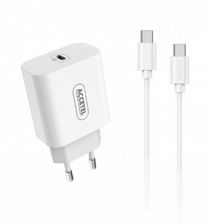 Cargador Pared Carga Rápida PD 20W - Cable USB-C a USB-C