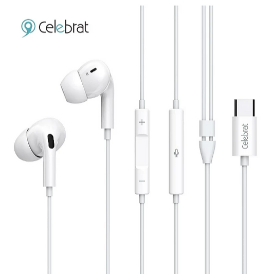 Auricular Celebrat E300 Tipo-C con Microfono Blanco