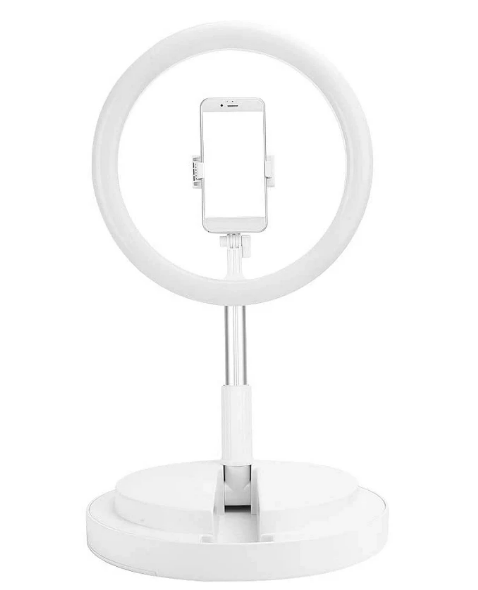 Live Beauty Anillo Blanco con 3 Tonos de luz 26cm + Base sobremesa ajustable altura máximo 168cm