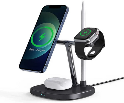 Base de Carga Inalambrica 4 en 1 Negra