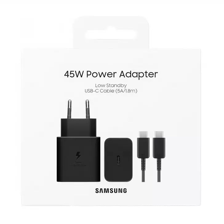 Cargador Samsung EP-T4511XBEGEU con Cable USB-C 1.8m 45W Carga Rápida Negro