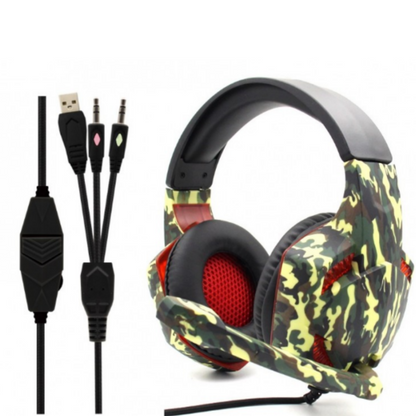 Auricular Casco Gaming LED - Militar Verde
