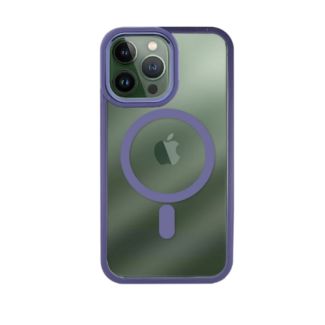 Funda Premium Transpartente Borde Color Magsafe