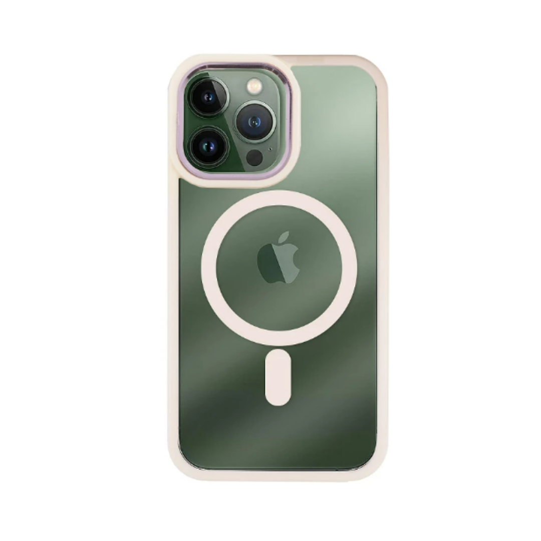 Funda Premium Transpartente Borde Color Magsafe