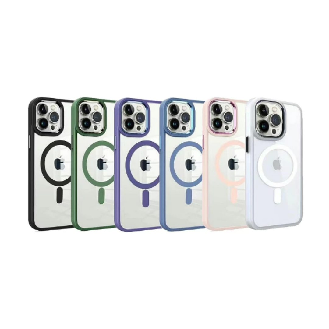 Funda Premium Transpartente Borde Color Magsafe